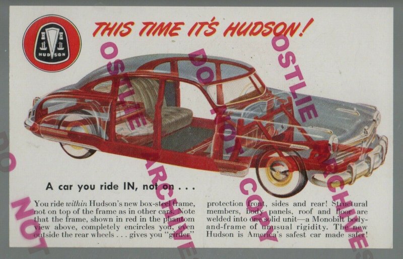 Sioux Falls SOUTH DAKOTA c1950s ADVERTISING HUDSON AUTOMOBILE Cars SOO HUDSON SD