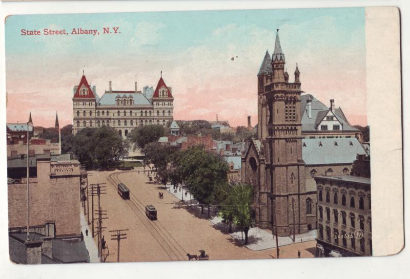 P756 1908 birds eye view state street albany new york