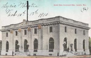 LARAMIE WYOMING UNITED STATES GOVERNMENT BUILDING POSTCARD 1910