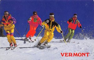 4 Men Coming Down the Mountain Vermont, USA Snow Skiing Unused 