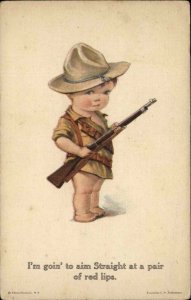 Twelvetrees WWI Little Boy Soldier with Gun Smile Messengers Vintage Postcard