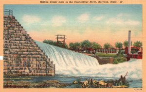 Vintage Postcard 1930's Million Dollar Dam Connecticut River Holyoke Mass.