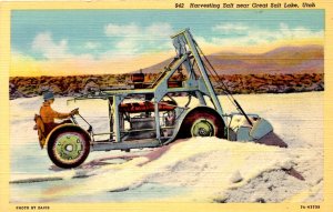 Salt Lake City, Utah - Harvesting Salt near Great Salt Lake - in the 1940s