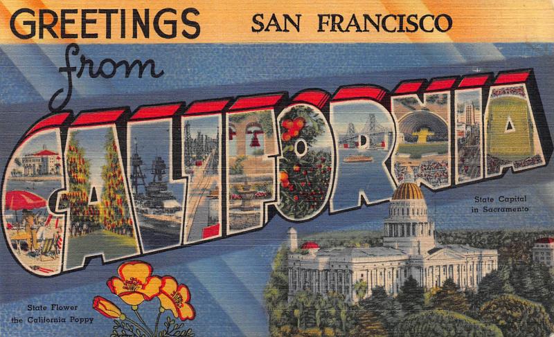 Greetings from San Francisco, California, Early Postcard, Unused