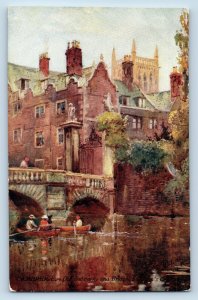 Cambridge England Postcard Old Gateway Bridge c1910 Oilette Tuck Art