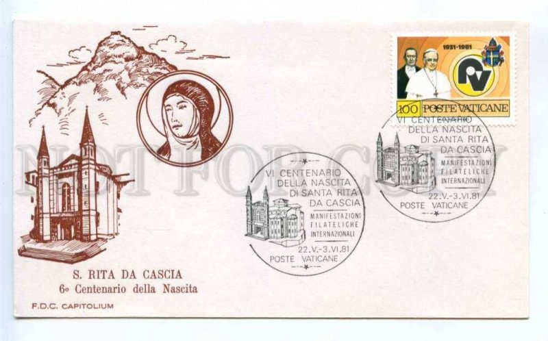 418629 Vatican 1981 year Saint Rita da Cascia First Day COVER