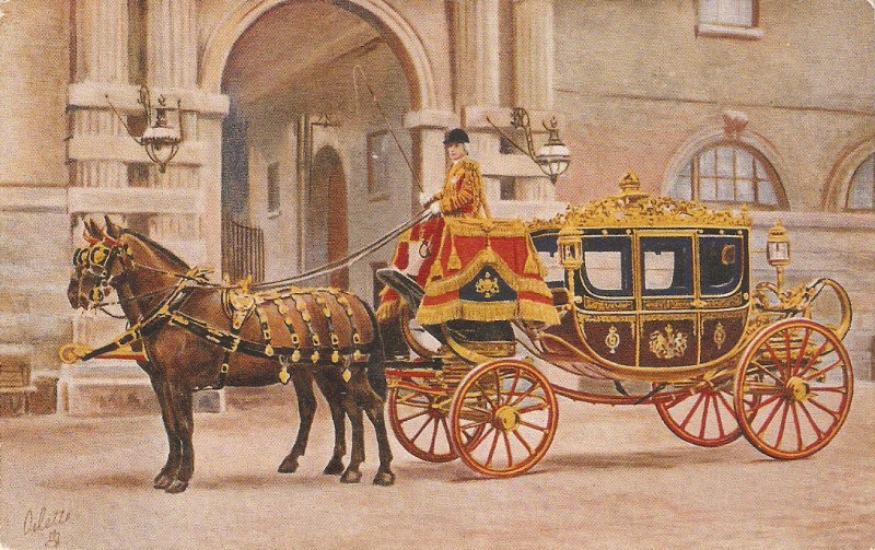 Royal Mews. Buckingham Palace.  Horses Tuck Oilette PC # 3007