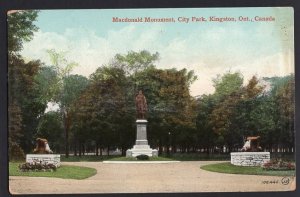 Ontario KINGSTON Macdonald Monument City Park - Valentine & Sons - Divided Back