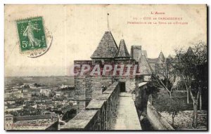 Old Postcard The Cite Carcassonne Aude Perspective of the tower of the Bishop