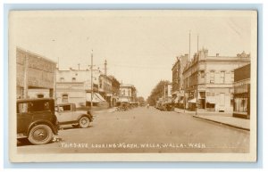 c1930's Third Ave Looking North Walla Walla Washington WA RPPC Photo Postcard 