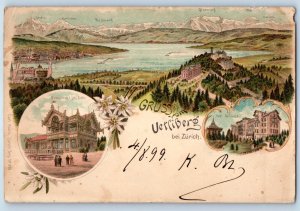 Zurich Switzerland Postcard Greetings from Uetliberg near Zurich Multiview 1899