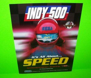 Sega INDY 500 Original 1995 Video Arcade Game Promo Sales Flyer Double Sided Adv 