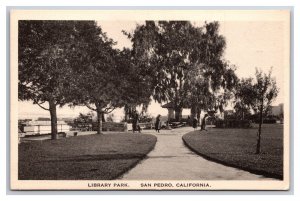 Library Park San Pedro California CA UNP WB Postcard Z9