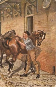 Harry Payne. Stables. Royal Horse Artillery Tuck Oilette Life at Aldershot Ser