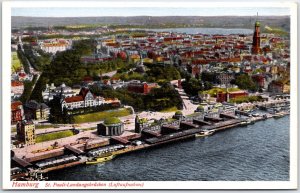 VINTAGE POSTCARD THE ST. PAUL HARBOR LANDING AT HAMBURG GERMANY c. 1915