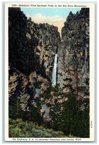 1951 Rainbow Five Springs Falls In The Big Horn Mountains Billings MT Postcard