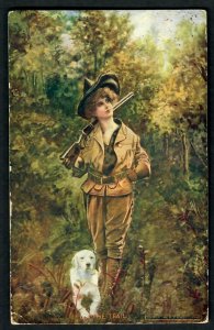 D86 On The Trail Hunting Dog & Pretty Woman Hunter Rifle ammo Belt, Benedict
