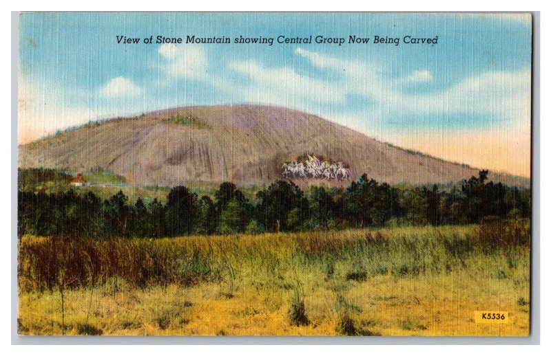 Postcard GA Stone Mountain Showing Central Group Now Being Carved Atlanta