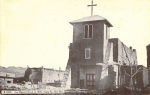 c.'13, San Miguel Churchin 1890, Santa Fe, NM, New Mexico, Old Postcard