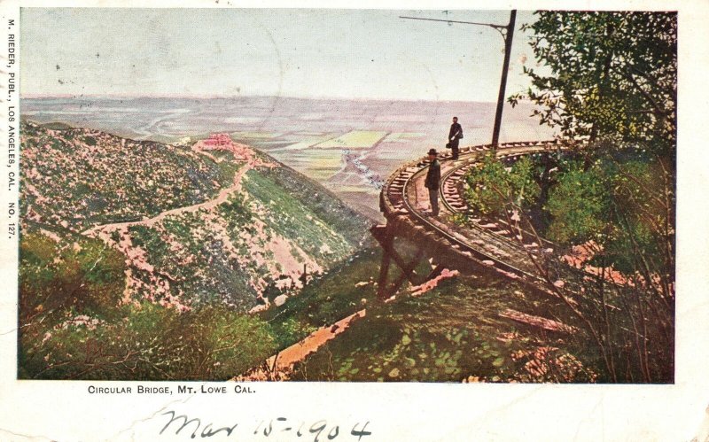 Vintage Postcard 1904 Circular Bridge Mount Lowe California Railroad