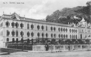 Santos Brazil panoramic birds eye view Santa Caza antique pc Y15365