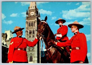 RCMP Royal Canadian Mounted Police, Horseback, Peace Tower, Ottawa Postcard