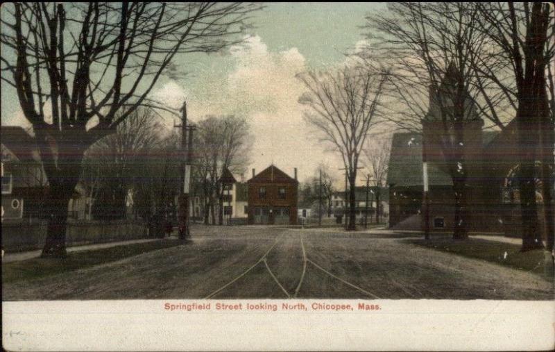 Chicopee MA Springfield St. c1910 Postcard