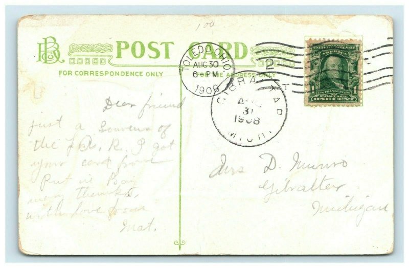 C.1900-08 44 Star US Flag Eagle Staff Postcard F73