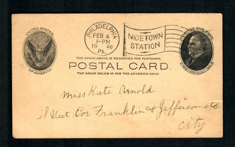 #681 Nicetown Station Phil. Pa. 1908, Pretty Woman Colored Signed ?