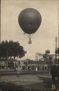 Barcelona Spain Hot Air Balloon Aviation Globo Cautivo c1910 Real Photo Postcard
