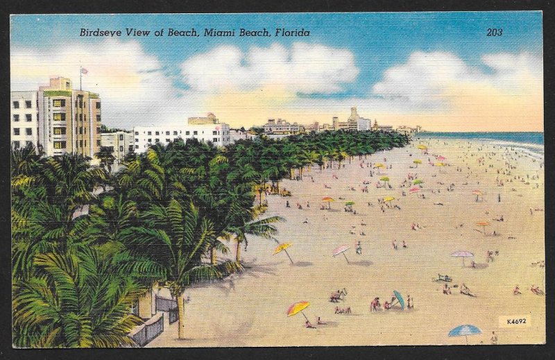 Beach at Miami Beach Florida Unused c1930s