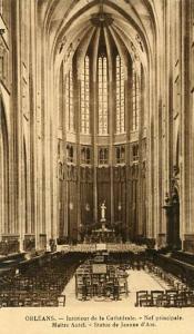 France - Orleans, Interior of the Cathedral with Statue of Joan of Arc