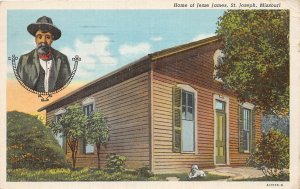 H22/ St Louis Missouri Postcard 1942 Home Jesse James Bank Robber Criminal