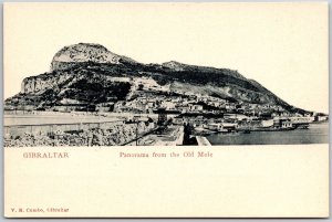 Gibraltar Panorama From The Old Mole Buildings on Cliffs Postcard