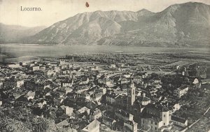 Vintage RPPC Locarno Switzerland Lake Maggiore Mountain City View Postcard