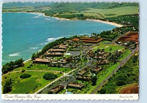 Kauai Hawaii Postcard Aerial View Coconut Plantation Island Beachboy Hotel c1960