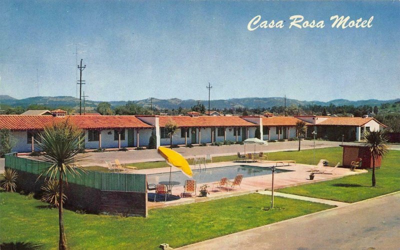 CASA ROSA MOTEL Santa Rosa, California Roadside ca 1950s Vintage Postcard