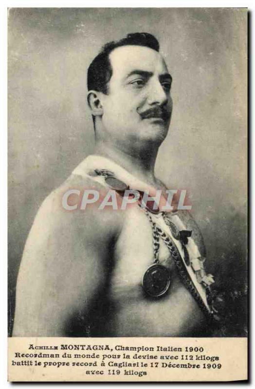 VINTAGE POSTCARD Achilles Montagna Champion Italian 1900 Hal