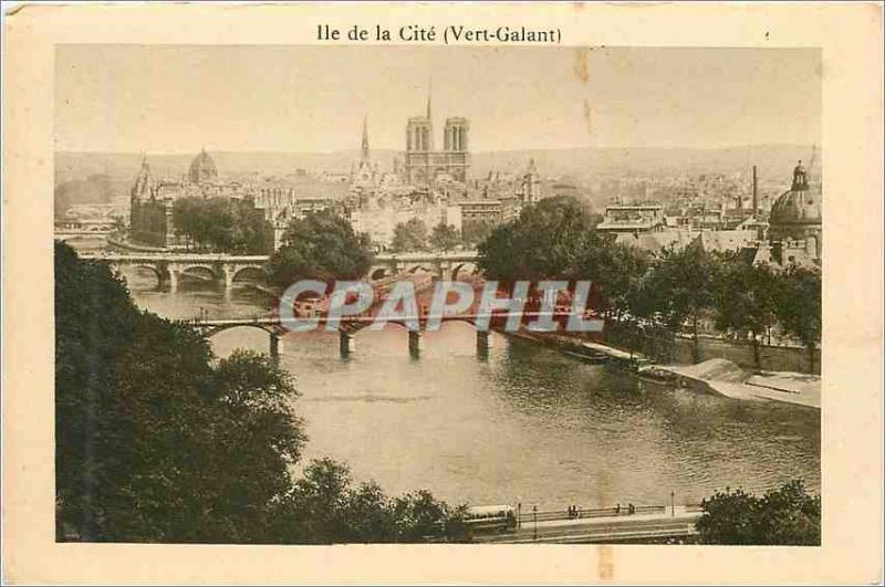 Old Postcard Ile de la Cite (Vert Galant) Paris