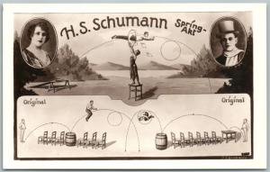 S.H.SCHUMAN ACROBATS CIRCUS VINTAGE ADVERTISING REAL PHOTO POSTCARD RPPC