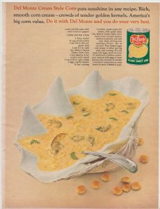 1965 Print Ad Del Monte Cream Style Corn in a Seashell Sunshine in Every Recipe