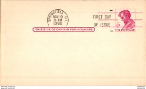 US Postal stationery 4c Springfield 1962