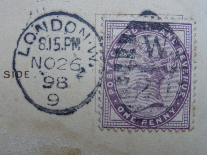London HOUSES OF PARLIAMENT Queen Victoria Stamped 1d Lilac c1898 UB Postcard