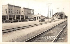 RPPC S.P. DEPOT Lovelock, NV Railroad Station c1940s Vintage Photo Postcard