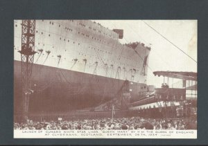 Post Card Ca 1934 Scotland Clydebank Launch Of White Star Liner Queen Mary By---
