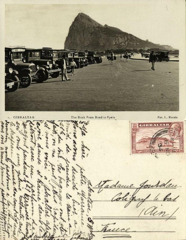 gibraltar, The Rock from Road to Spain (1934) RPPC