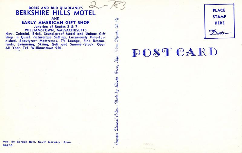 MA - Williamstown. Berkshire Hills Motel, Early America Gift Shop