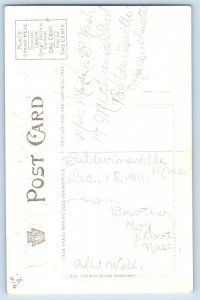 Christmas Postcard Greetings Ringing Bells Berries Snow Winter Embossed c1910's