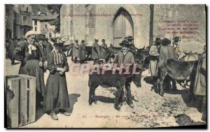 Old Postcard Folklore Auvergne A corner of the march Baudits Donkey Mule TOP