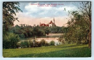 CHICAGO, IL Illinois ~ GERMAN BUILDING from WOODED ISLAND   c1910s  Postcard